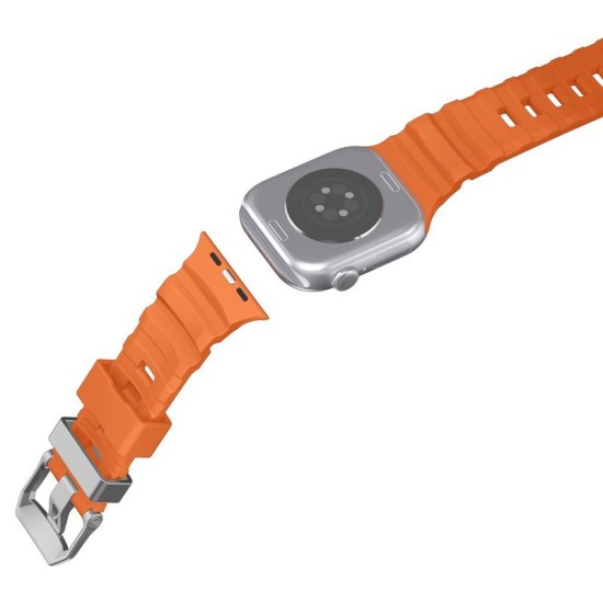 Curea Spigen Silicone Band pentru Apple Watch 49mm / 46mm / 45mm / 44mm, Portocaliu (Ingredi, AMP10509) by www.silkase.ro
