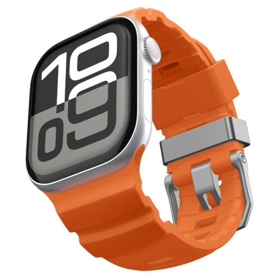 Curea Spigen Silicone Band pentru Apple Watch 49mm / 46mm / 45mm / 44mm, Portocaliu (Ingredi, AMP10509) by www.silkase.ro