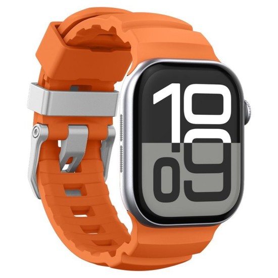 Curea Spigen Silicone Band pentru Apple Watch 49mm / 46mm / 45mm / 44mm, Portocaliu (Ingredi, AMP10509) by www.silkase.ro