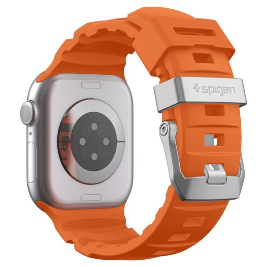 Curea Spigen Silicone Band pentru Apple Watch 49mm / 46mm / 45mm / 44mm, Portocaliu (Ingredi, AMP10509) by www.silkase.ro