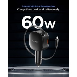 Încărcător Auto Spigen Essential 60W EV603BT, Dual Port, Black