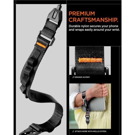Șnur de mână universal Spigen Wrist Lanyard Strap (Strap 1P) DA30S, Negru (Încărcătoare Wireless, AFA10615) by www.silkase.ro