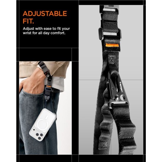 Șnur de mână universal Spigen Wrist Lanyard Strap (Strap 1P) DA30S, Negru (Încărcătoare Wireless, AFA10615) by www.silkase.ro
