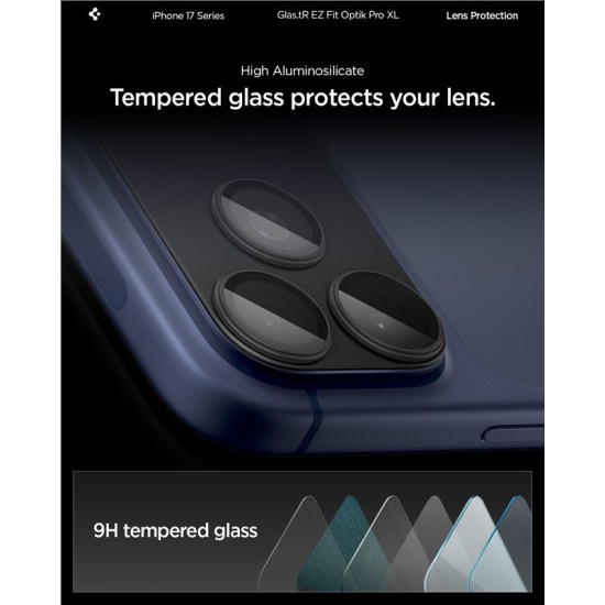Protectie camera XL Spigen Glas.tR EZ Fit Optik Pro pentru iPhone 17 Pro, neagra (Spigen, Ingredi) by www.silkase.ro Protectie camera XL Spigen Glas.tR EZ Fit Optik Pro pentru iPhone 17 Pro, neagra (iPhone 17 Pro, AGL10644) by www.silkase.ro