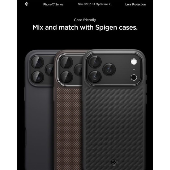 Protectie camera XL Spigen Glas.tR EZ Fit Optik Pro pentru iPhone 17 Pro, neagra (Spigen, Ingredi) by www.silkase.ro Protectie camera XL Spigen Glas.tR EZ Fit Optik Pro pentru iPhone 17 Pro, neagra (iPhone 17 Pro, AGL10644) by www.silkase.ro