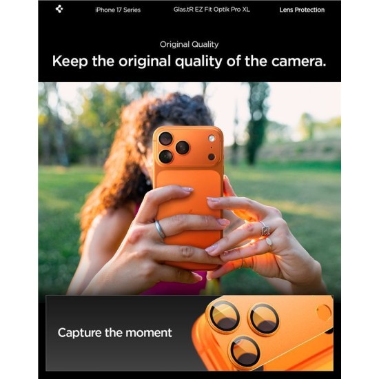Protectie camera XL Spigen Glas.tR EZ Fit Optik Pro pentru iPhone 17 Pro, portocalie (Spigen, Ingredi) by www.silkase.ro Protectie camera XL Spigen Glas.tR EZ Fit Optik Pro pentru iPhone 17 Pro, portocalie (iPhone 17 Pro, AGL10645) by www.silkase.ro