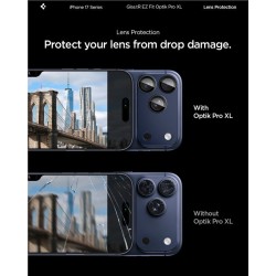 Protectie camera XL Spigen Glas.tR EZ Fit Optik Pro pentru iPhone 17 Pro, albastra