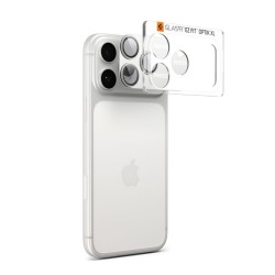Protectie camera XL Spigen Glas.tR EZ Fit Optik Pro pentru iPhone 17 Pro, argintie