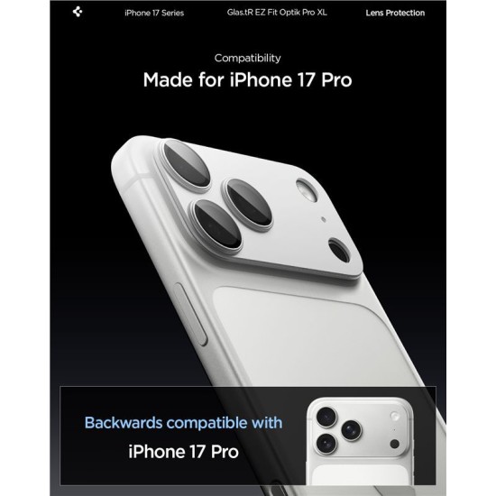 Protectie camera XL Spigen Glas.tR EZ Fit Optik Pro pentru iPhone 17 Pro, argintie (Spigen, Ingredi) by www.silkase.ro Protectie camera XL Spigen Glas.tR EZ Fit Optik Pro pentru iPhone 17 Pro, argintie (iPhone 17 Pro, AGL10647) by www.silkase.ro