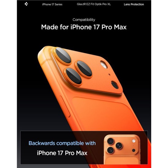 Protectie camera XL Spigen Glas.tR EZ Fit Optik Pro pentru iPhone 17 Pro Max, portocalie (Spigen, Ingredi) by www.silkase.ro Protectie camera XL Spigen Glas.tR EZ Fit Optik Pro pentru iPhone 17 Pro Max, portocalie (iPhone 17 Pro Max, AGL10650) by www.silkase.ro