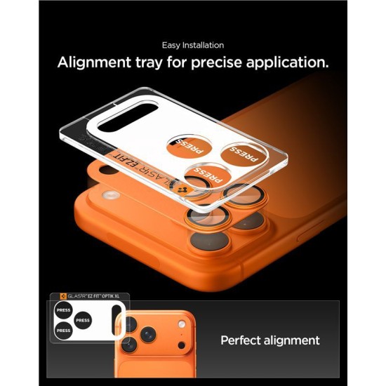 Protectie camera XL Spigen Glas.tR EZ Fit Optik Pro pentru iPhone 17 Pro Max, portocalie (Spigen, Ingredi) by www.silkase.ro Protectie camera XL Spigen Glas.tR EZ Fit Optik Pro pentru iPhone 17 Pro Max, portocalie (iPhone 17 Pro Max, AGL10650) by www.silkase.ro