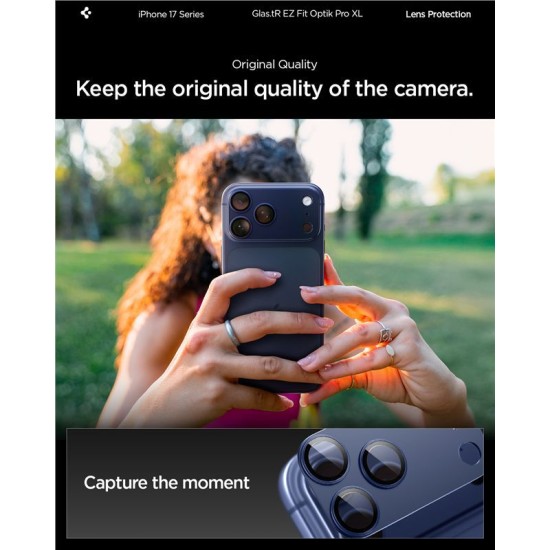 Protectie camera XL Spigen Glas.tR EZ Fit Optik Pro pentru iPhone 17 Pro Max, albastra (Spigen, Ingredi) by www.silkase.ro Protectie camera XL Spigen Glas.tR EZ Fit Optik Pro pentru iPhone 17 Pro Max, albastra (iPhone 17 Pro Max, AGL10651) by www.silkase.ro
