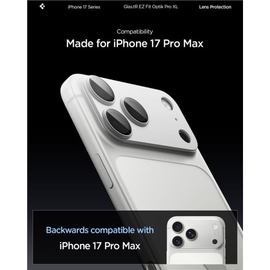 Protectie camera XL Spigen Glas.tR EZ Fit Optik Pro pentru iPhone 17 Pro Max, argintie (Spigen, Ingredi) by www.silkase.ro Protectie camera XL Spigen Glas.tR EZ Fit Optik Pro pentru iPhone 17 Pro Max, argintie (iPhone 17 Pro Max, AGL10652) by www.silkase.ro