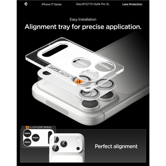 Protectie camera XL Spigen Glas.tR EZ Fit Optik Pro pentru iPhone 17 Pro Max, argintie (Spigen, Ingredi) by www.silkase.ro Protectie camera XL Spigen Glas.tR EZ Fit Optik Pro pentru iPhone 17 Pro Max, argintie (iPhone 17 Pro Max, AGL10652) by www.silkase.ro