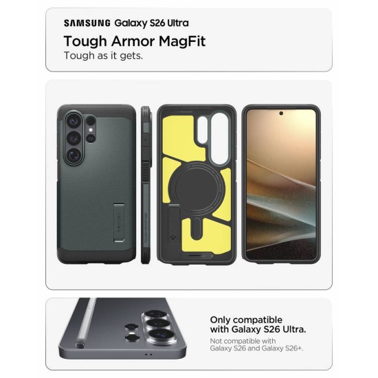 Husa Spigen Tough Armor MagSafe pentru Samsung Galaxy S26 Ultra, Verde Abis Husa Spigen Tough Armor MagSafe pentru Samsung Galaxy S26 Ultra, Verde Abis (S26 Ultra, ACS10686) by www.silkase.ro