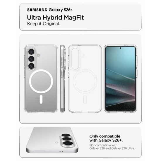 Husa Spigen Ultra Hybrid MagSafe pentru Samsung Galaxy S26+, Alb Transparent Husa Spigen Ultra Hybrid MagSafe pentru Samsung Galaxy S26+, Alb Transparent (S26 Plus, ACS10709) by www.silkase.ro