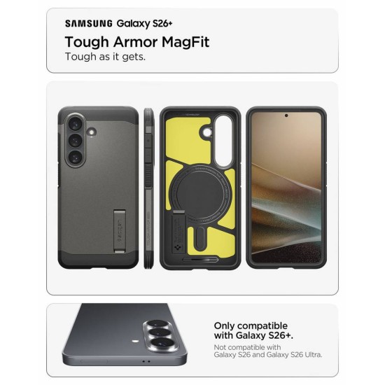 Husa Spigen Tough Armor MagSafe pentru Samsung Galaxy S26+, Gunmetal Husa Spigen Tough Armor MagSafe pentru Samsung Galaxy S26+, Gunmetal (S26 Plus, ACS10714) by www.silkase.ro