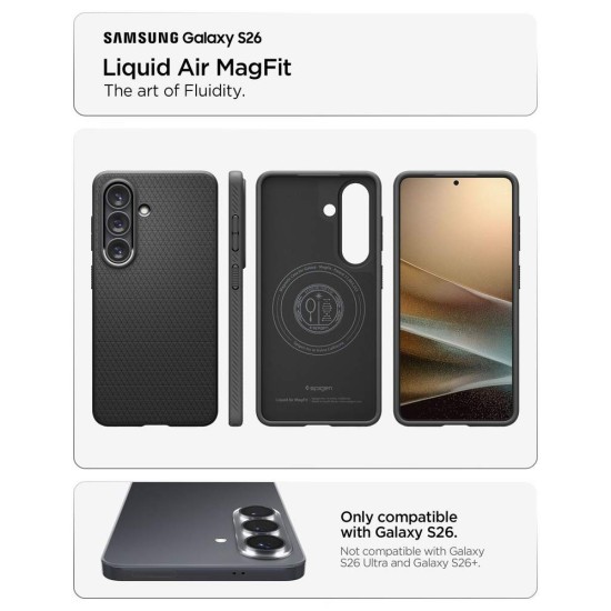 Husa Spigen Liquid Air MagSafe pentru Samsung Galaxy S26, Negru Mat Husa Spigen Liquid Air MagSafe pentru Samsung Galaxy S26, Negru Mat (S26, ACS10730) by www.silkase.ro