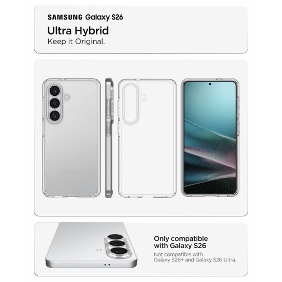 Husa Spigen Ultra Hybrid pentru Samsung Galaxy S26, Transparent Husa Spigen Ultra Hybrid pentru Samsung Galaxy S26, Transparent (S26, ACS10732) by www.silkase.ro