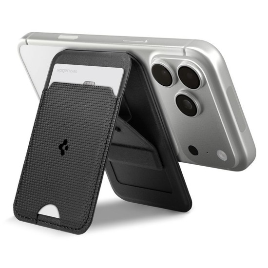 Portofel Spigen Slim Fold Tripod MagSafe cu Slot 1 Card, Negru (iPhone 17 Pro Max, AFA10751) by www.silkase.ro