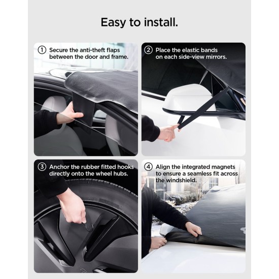 Parasolar Auto Premium Spigen pentru Tesla Model 3 și Model Y, Negru (Accesorii auto, ACP10950) by www.silkase.ro