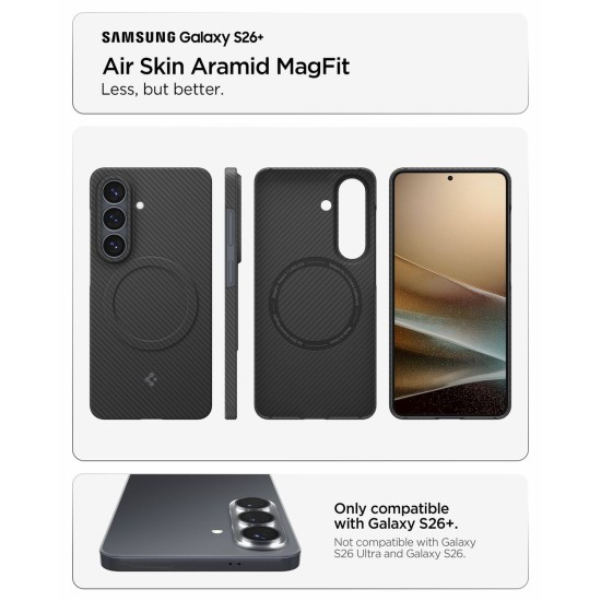 Husa Spigen Air Skin Aramid MagSafe pentru Samsung Galaxy S26+, Black Husa Spigen Air Skin Aramid MagSafe pentru Samsung Galaxy S26+, Black (S26 Plus, ACS11048) by www.silkase.ro