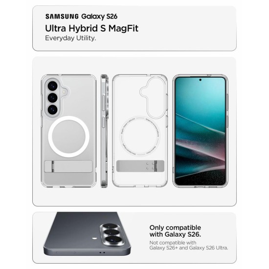 Husa Spigen Ultra Hybrid S MagSafe pentru Samsung Galaxy S26, Alb Transparent (S26, ACS11061) by www.silkase.ro