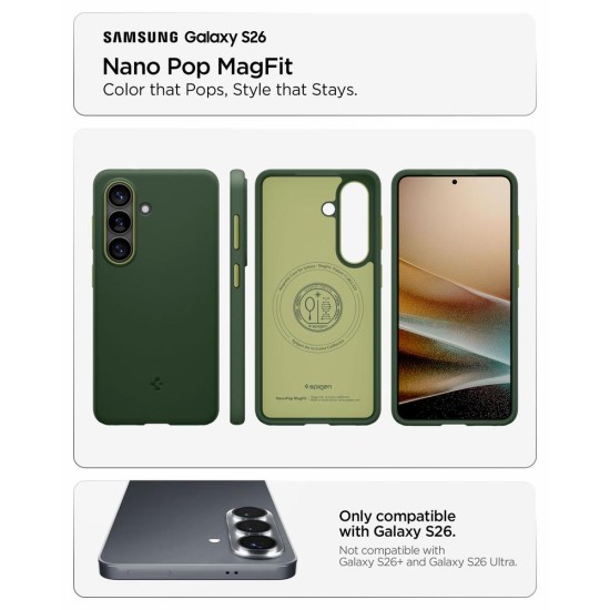 Husa Spigen Nano Pop MagSafe pentru Samsung Galaxy S26, Verde Avocado Husa Spigen Nano Pop MagSafe pentru Samsung Galaxy S26, Verde Avocado (S26, ACS11067) by www.silkase.ro