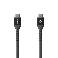 Cablu de Date Spigen Essential USB-C la USB-C, 100W, Material Textil, Negru EB10010CCA