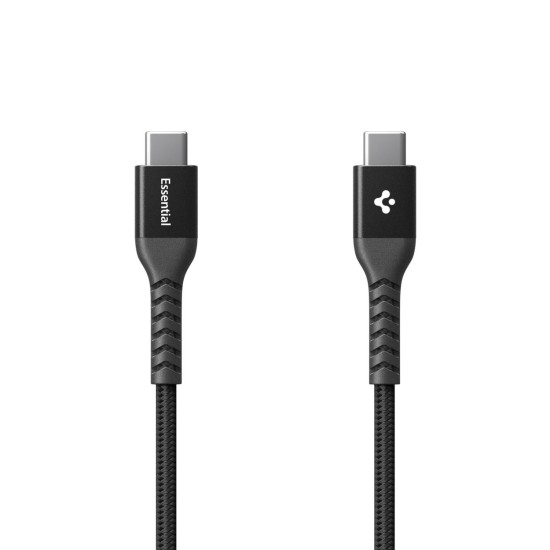 Cablu de Date Spigen Essential USB-C la USB-C, 100W, Material Textil, Negru EB10010CCA (Încărcătoare Rețea, ACA11103) by www.silkase.ro