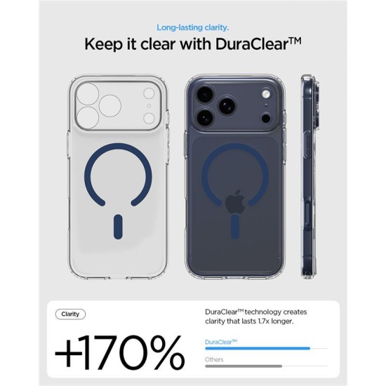 Husă Spigen Ultra Hybrid MagSafe pentru iPhone 17 Pro Max, Clear Deep Blue Husă Spigen Ultra Hybrid MagSafe pentru iPhone 17 Pro Max, Clear Deep Blue (iPhone 17 Pro Max, ACS11108) by www.silkase.ro