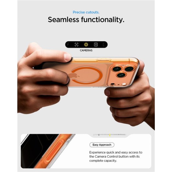 Husă Spigen Ultra Hybrid MagSafe, Clear Orange - iPhone 17 Pro Husă Spigen Ultra Hybrid MagSafe, Clear Orange - iPhone 17 Pro (iPhone 17 Pro, ACS11112) by www.silkase.ro