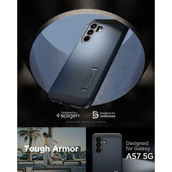 Husa Spigen Tough Armor Samsung Galaxy A57 5G, Metal Slate - Protecție Premium cu Stand Integrat Husa Spigen Tough Armor Samsung Galaxy A57 5G, Metal Slate - Protecție Premium cu Stand Integrat (A57, ACS11126) by www.silkase.ro