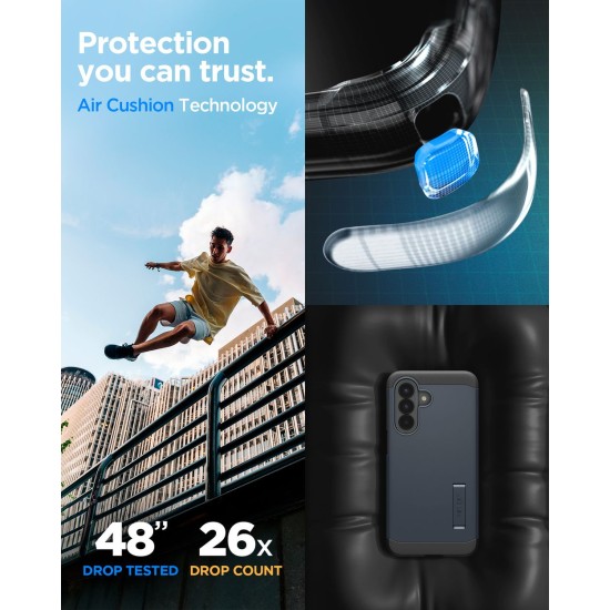 Husa Spigen Tough Armor Samsung Galaxy A57 5G, Metal Slate - Protecție Premium cu Stand Integrat Husa Spigen Tough Armor Samsung Galaxy A57 5G, Metal Slate - Protecție Premium cu Stand Integrat (A57, ACS11126) by www.silkase.ro