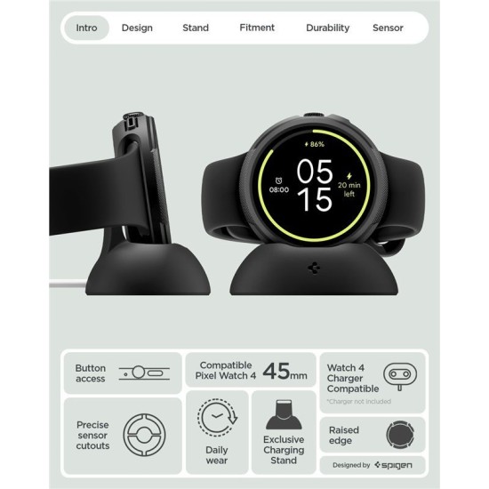 Husa de Protectie Spigen Liquid Air V2 pentru Google Pixel Watch 4 45mm, Matte Black (Pixel Watch 4, ACS11222) by www.silkase.ro