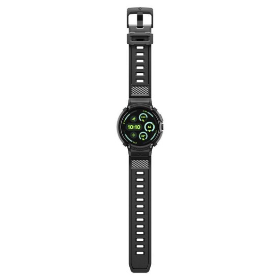 Husă cu Curea Spigen Rugged Armor Pro + Stand pentru Google Pixel Watch 4 (45mm), Matte Black (Pixel Watch 4, ACS11223) by www.silkase.ro