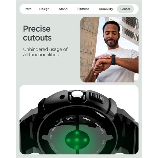 Husă cu Curea Spigen Rugged Armor Pro + Stand pentru Google Pixel Watch 4 (45mm), Matte Black (Pixel Watch 4, ACS11223) by www.silkase.ro