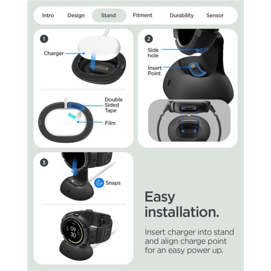 Husă cu Curea Spigen Rugged Armor Pro + Stand pentru Google Pixel Watch 4 (45mm), Matte Black (Pixel Watch 4, ACS11223) by www.silkase.ro