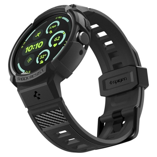 Husă cu Curea Spigen Rugged Armor Pro + Stand pentru Google Pixel Watch 4 (45mm), Matte Black (Pixel Watch 4, ACS11223) by www.silkase.ro