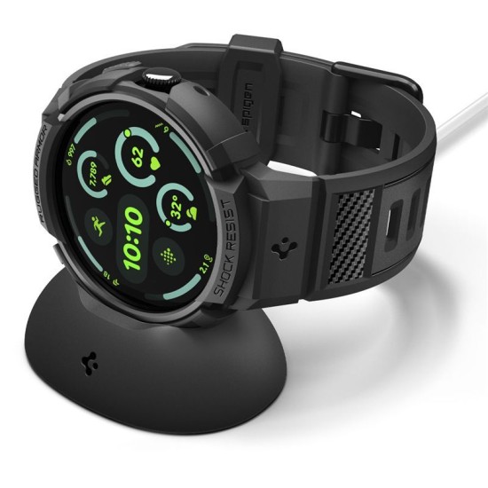 Husă cu Curea Spigen Rugged Armor Pro + Stand pentru Google Pixel Watch 4 (45mm), Matte Black (Pixel Watch 4, ACS11223) by www.silkase.ro