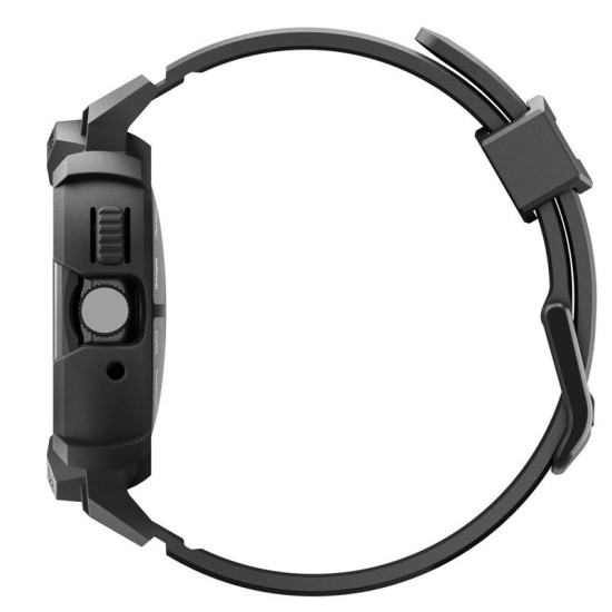 Husă cu Curea Spigen Rugged Armor Pro + Stand pentru Google Pixel Watch 4 (45mm), Matte Black (Pixel Watch 4, ACS11223) by www.silkase.ro