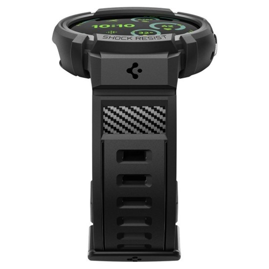 Husă cu Curea Spigen Rugged Armor Pro + Stand pentru Google Pixel Watch 4 (45mm), Matte Black (Pixel Watch 4, ACS11223) by www.silkase.ro