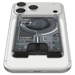 Husa Spigen Ultra Hybrid Wallet MagSafe, Zero One Black, Design Tech cu Portcard