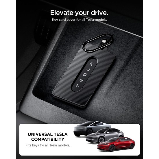 Suport Card Cheie Tesla Spigen, Negru - Protecție Premium (Accesorii auto, ACP11310) by www.silkase.ro