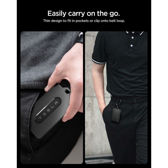 Suport Card Cheie Tesla Spigen, Negru - Protecție Premium (Accesorii auto, ACP11310) by www.silkase.ro
