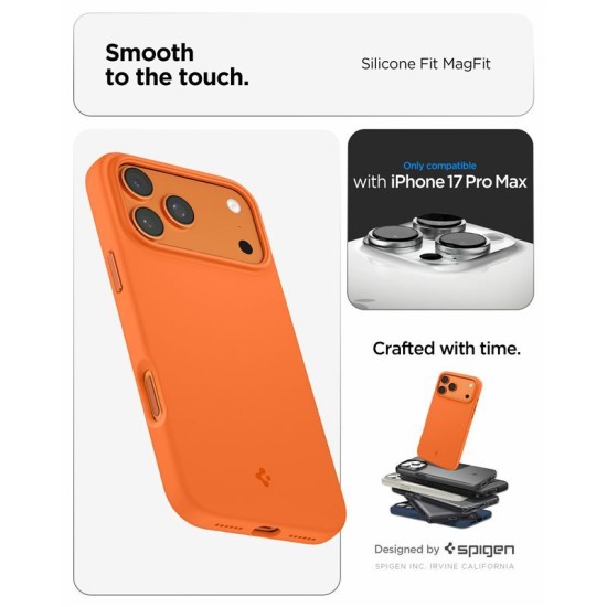 Husa Spigen Silicone Fit MagSafe pentru iPhone 17 Pro Max, Cosmic Orange (iPhone 17 Pro Max, ACS11378) by www.silkase.ro