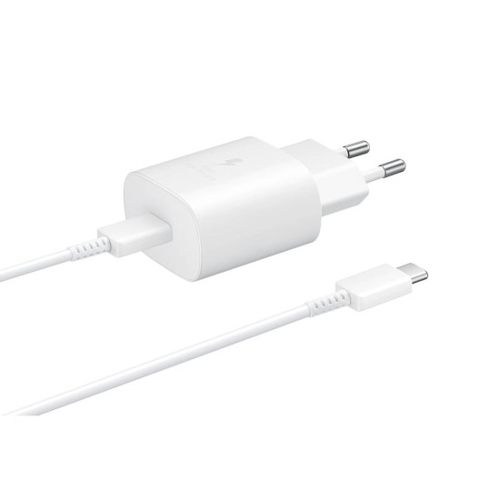 Pachet Încărcător Rețea Samsung (EP-TA800XWE) 25W + Cablu USB-C, Alb (Bakr, EP-TA800XWEGWW) by www.silkase.ro