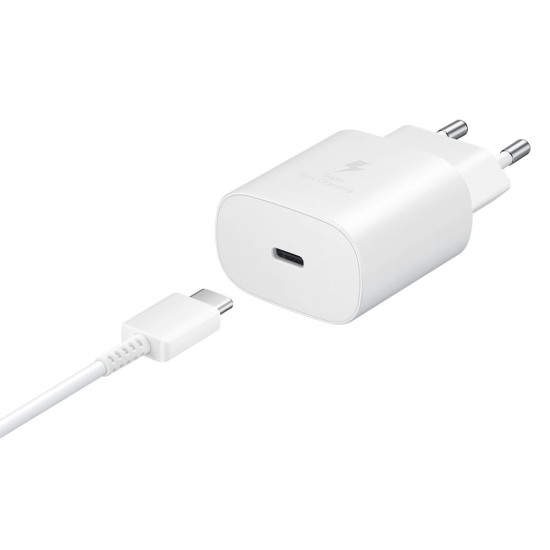 Pachet Încărcător Rețea Samsung (EP-TA800XWE) 25W + Cablu USB-C, Alb (Bakr, EP-TA800XWEGWW) by www.silkase.ro
