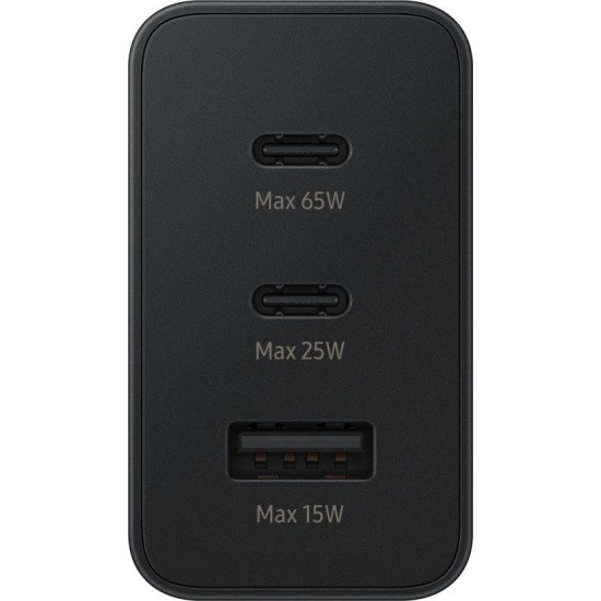 Încărcător de Rețea Samsung Trio EP-T6530NBE, 65W, 2x USB-C, 1x USB-A, Negru (Cabluri Telefon, EP-T6530NBEGEU) by www.silkase.ro