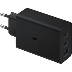Încărcător de Rețea Samsung Trio EP-T6530NBE, 65W, 2x USB-C, 1x USB-A, Negru